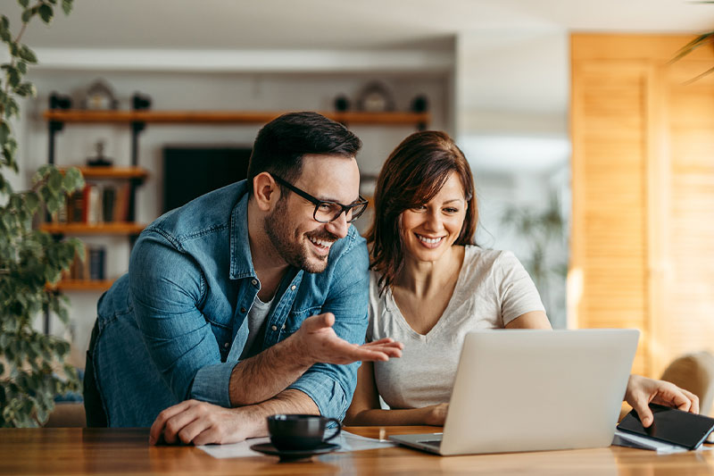 couple looking at account online
